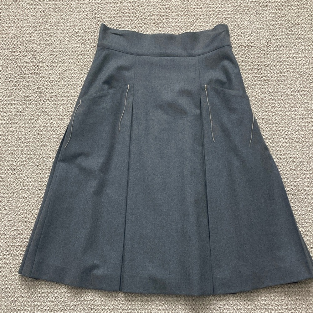 FENDI Gray Wool/Cashmere Blend Pleated High Waist Skirt, Size F40 - Picture 3 of 8